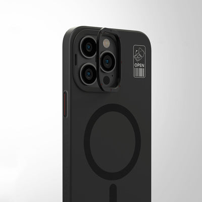 Apple iPhone 15 Pro Max Kılıf Magsafe Şarj Özellikli Standlı YoungKit Hermit Bracket Serisi Kapak Siyah