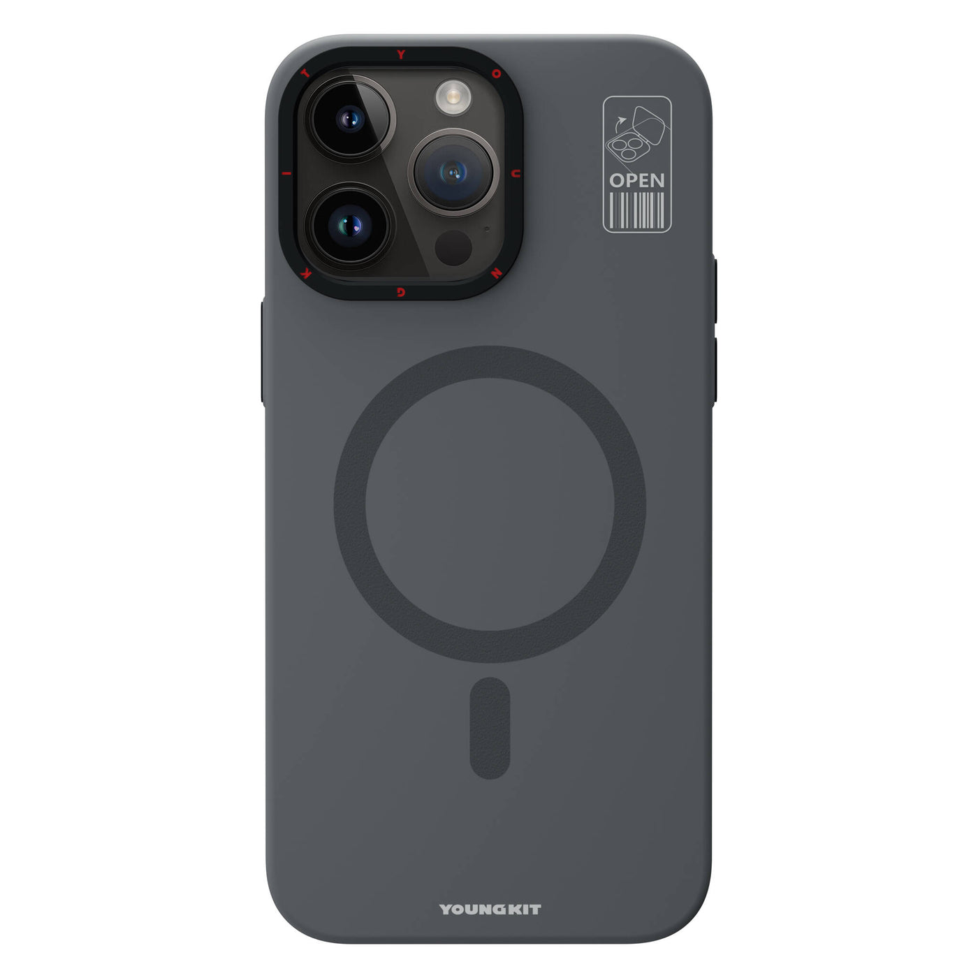 Apple iPhone 15 Pro Max Kılıf Magsafe Şarj Özellikli Standlı YoungKit Hermit Bracket Serisi Kapak Gri