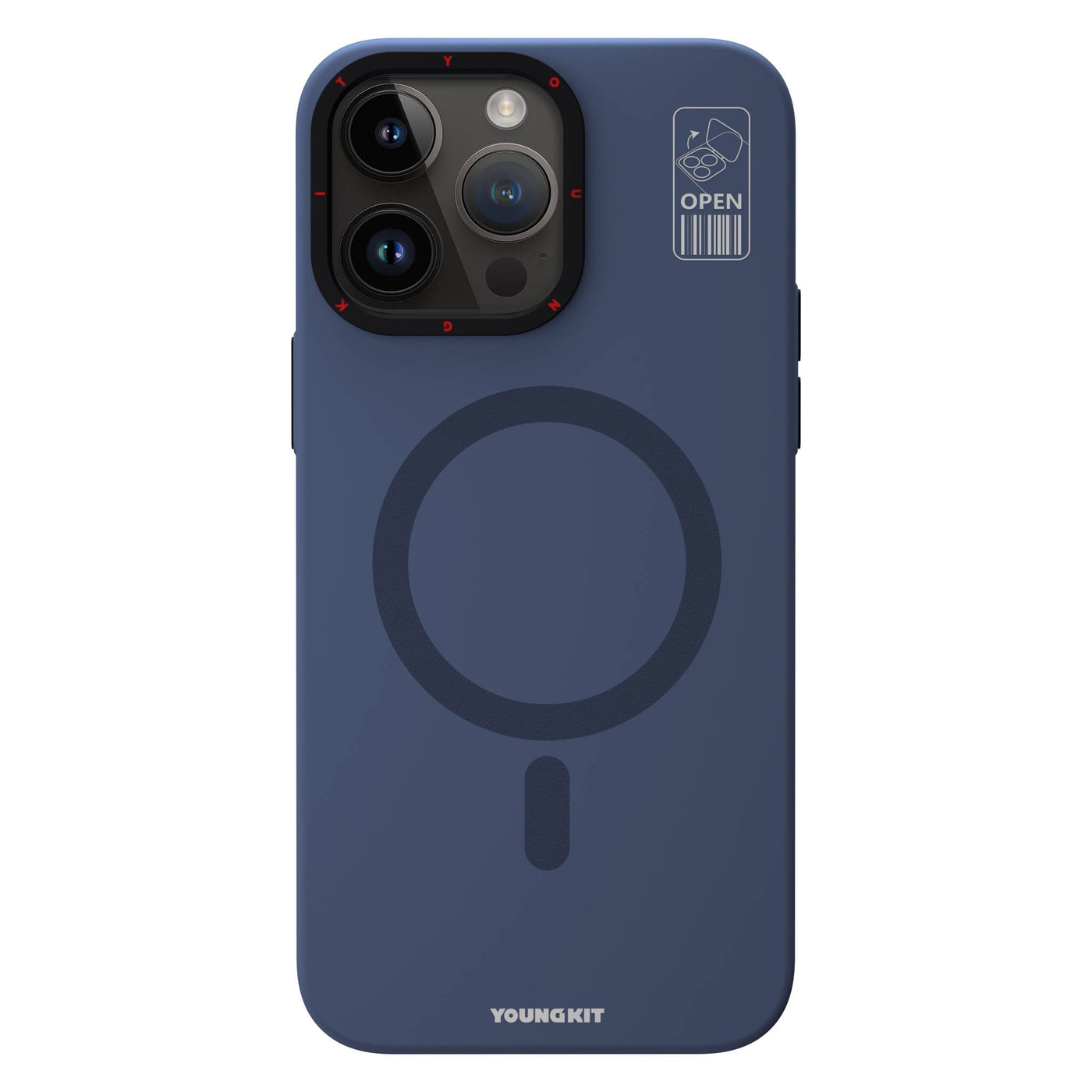Apple iPhone 15 Pro Max Kılıf Magsafe Şarj Özellikli Standlı YoungKit Hermit Bracket Serisi Kapak Mavi