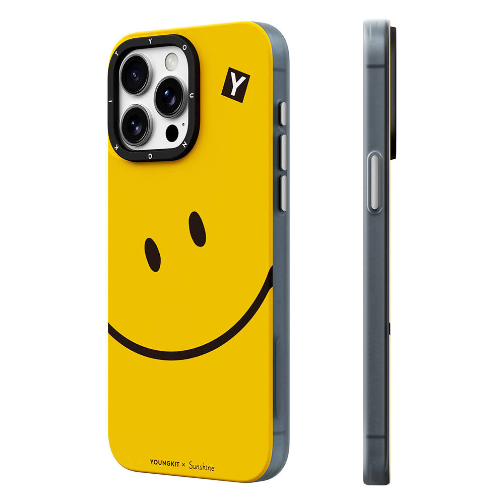 Apple iPhone 15 Pro Max Kılıf Magsafe Şarj Özellikli Sunshine Tasarımlı Youngkit Daily Happy Serisi Kapak Sarı