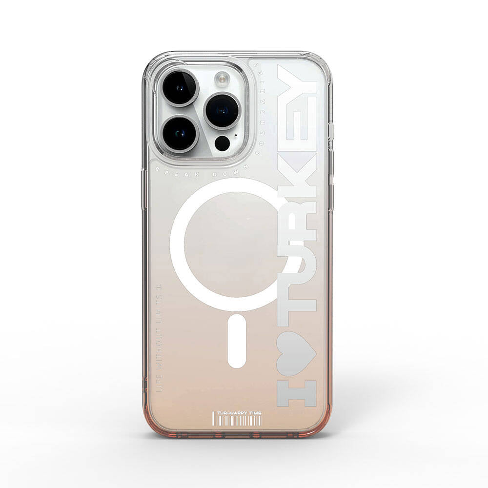 iPhone 15 Pro Max Kılıf M-safe Şarj Özellikli Transparan Renk Geçişli Wiwu Turkey C Serisi Kılıf