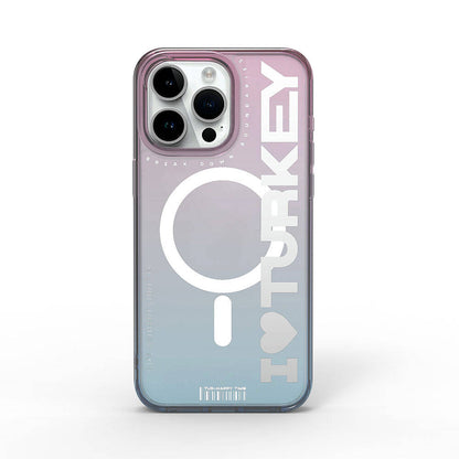 iPhone 15 Pro Max Kılıf M-safe Şarj Özellikli Transparan Renk Geçişli Wiwu Turkey C Serisi Kılıf