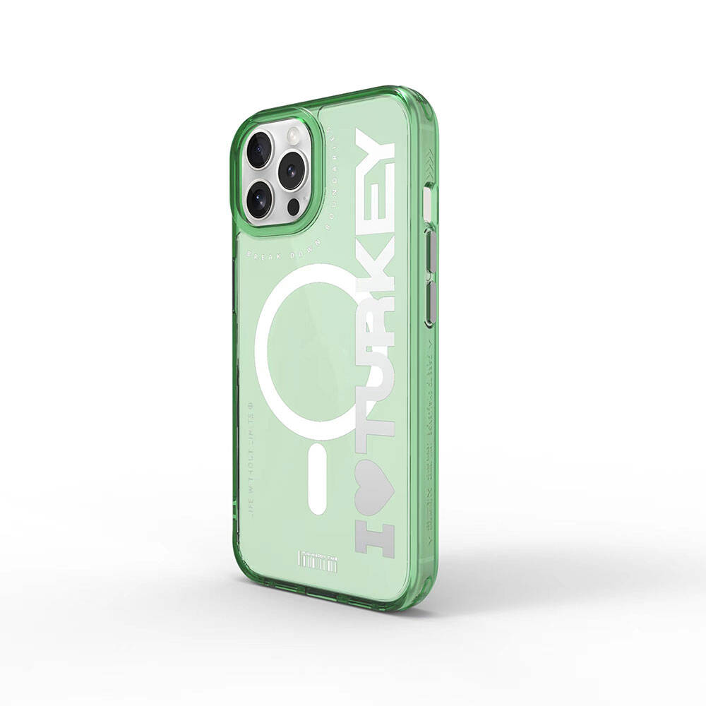 iPhone 15 Pro Max Kılıf M-safe Şarj Özellikli Transparan Renk Geçişli Wiwu Turkey C Serisi Kılıf