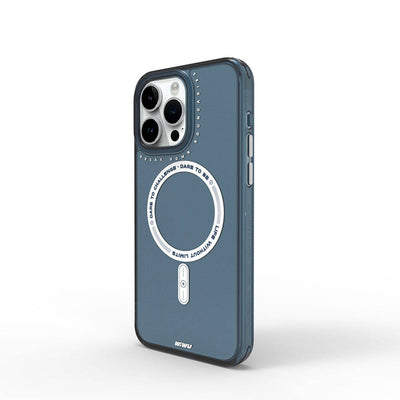 Apple iPhone 15 Pro Max Kılıf Magsafe Şarj Özellikli Wiwu Basic Color J Serisi Kapak Mavi