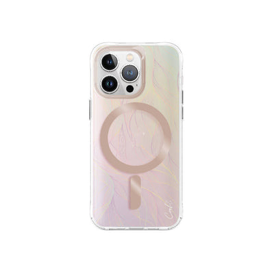 Apple iPhone 15 Pro Max Kılıf Magsafe Şarj Özellikli Yaprak Desenli Coehl Willow Kapak Pembe