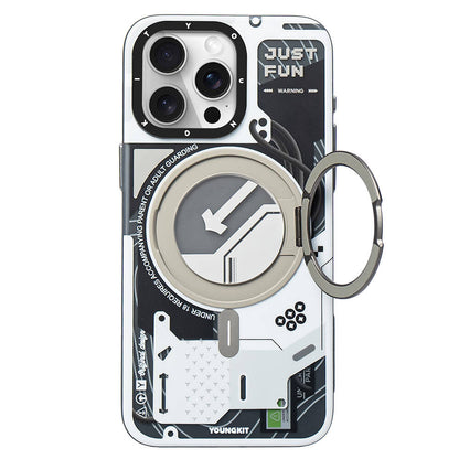 iPhone 15 Pro Max Kılıf M-safe Şarj Özellikli Youngkit 360° Standlı Starship Serisi Kılıf