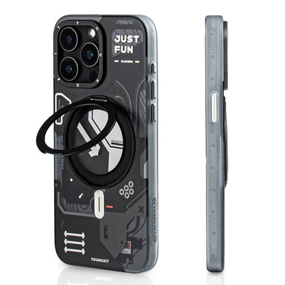 iPhone 15 Pro Max Kılıf M-safe Şarj Özellikli Youngkit 360° Standlı Starship Serisi Kılıf