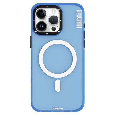 Apple iPhone 15 Pro Max Kılıf Magsafe Şarj Özellikli Youngkit Colored Sand Serisi Kapak Mavi