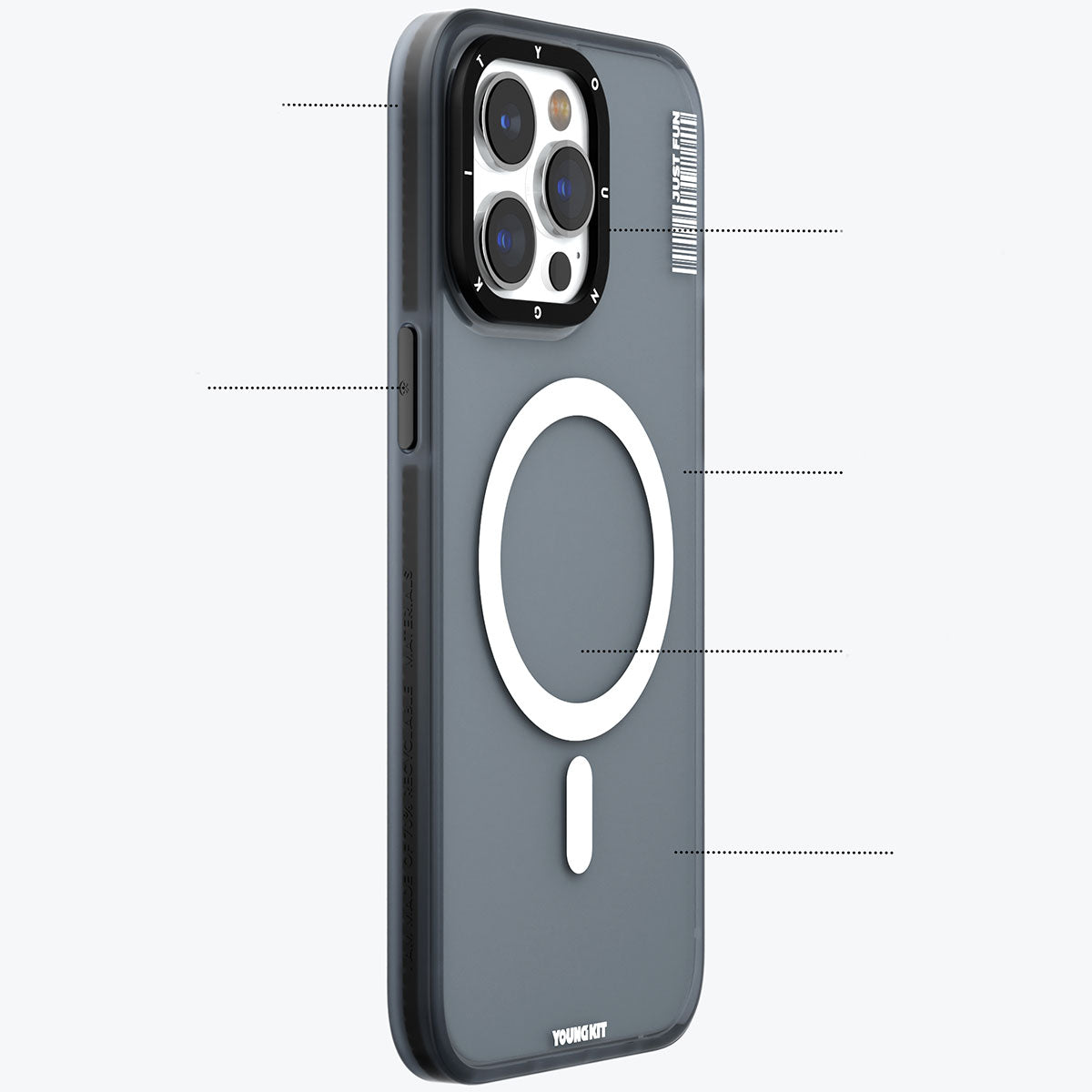 Apple iPhone 15 Pro Max Kılıf Magsafe Şarj Özellikli Youngkit Colored Sand Serisi Kapak Mavi