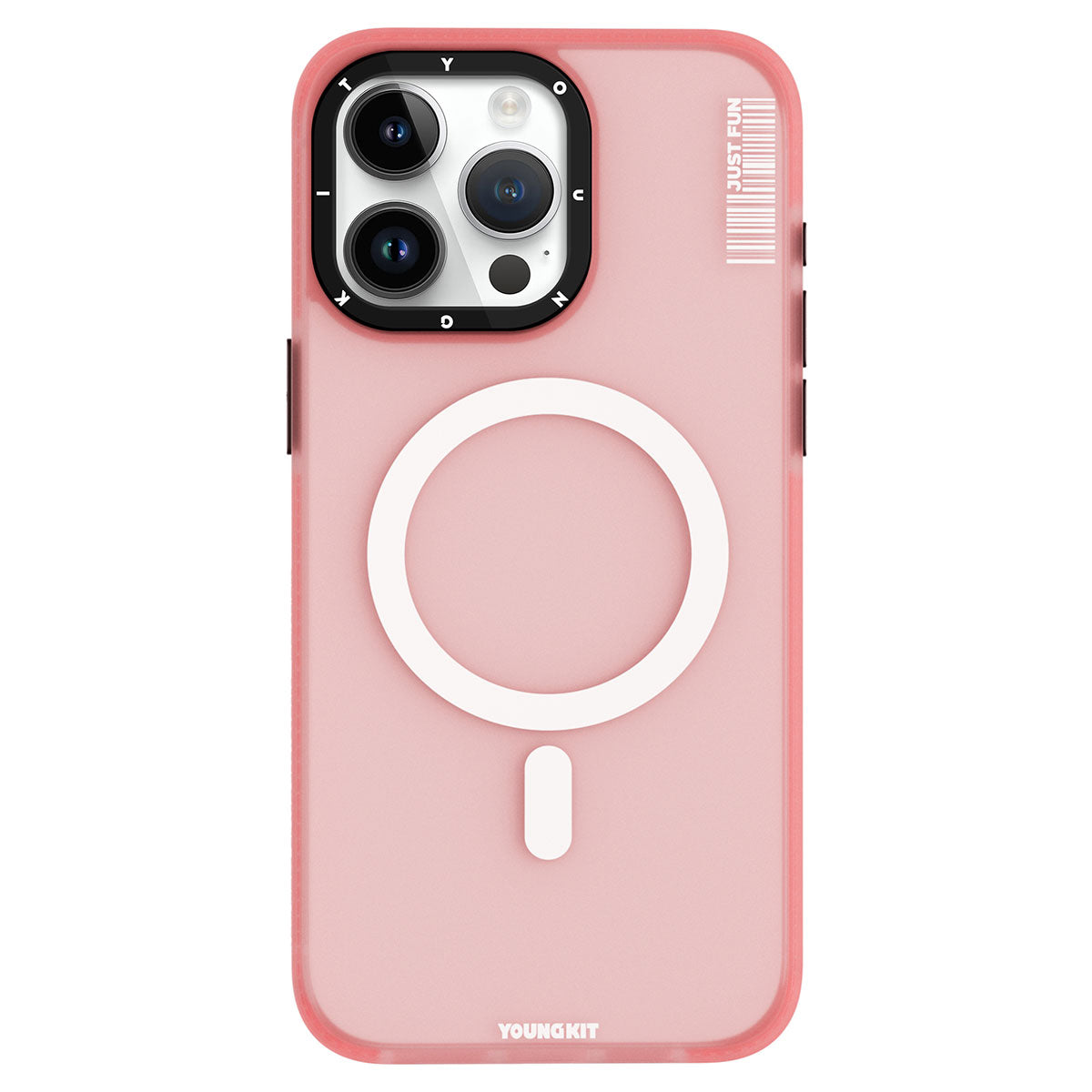 Apple iPhone 15 Pro Max Kılıf Magsafe Şarj Özellikli Youngkit Colored Sand Serisi Kapak Pembe