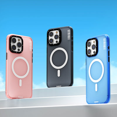 Apple iPhone 15 Pro Max Kılıf Magsafe Şarj Özellikli Youngkit Colored Sand Serisi Kapak Mavi