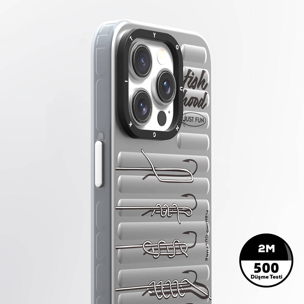 Apple iPhone 15 Pro Max Kılıf Magsafe Şarj Özellikli Youngkit Fishing Serisi Kapak Gri