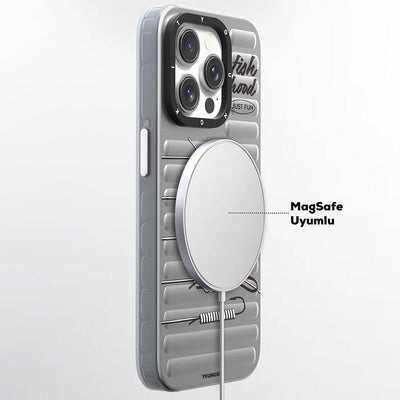Apple iPhone 15 Pro Max Kılıf Magsafe Şarj Özellikli Youngkit Fishing Serisi Kapak Gri