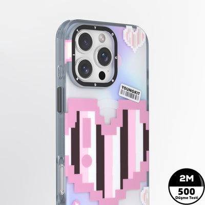 Apple iPhone 15 Pro Max Kılıf Magsafe Şarj Özellikli Youngkit Love Serisi Kapak Pembe