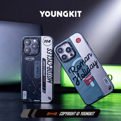 Apple iPhone 15 Pro Max Kılıf Magsafe Şarj Özellikli Youngkit Motorcycle Legend Serisi Kapak Siyah