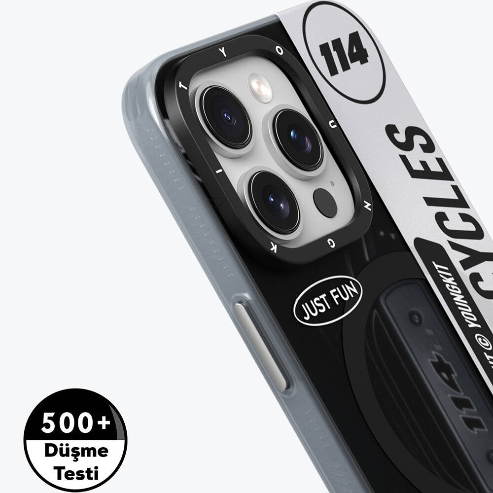 Apple iPhone 15 Pro Max Kılıf Magsafe Şarj Özellikli Youngkit Motorcycle Legend Serisi Kapak Siyah