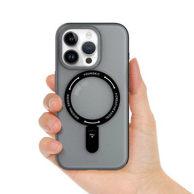 Apple iPhone 15 Pro Max Kılıf Magsafe Şarj Özellikli Youngkit Rock Serisi Kapak Siyah