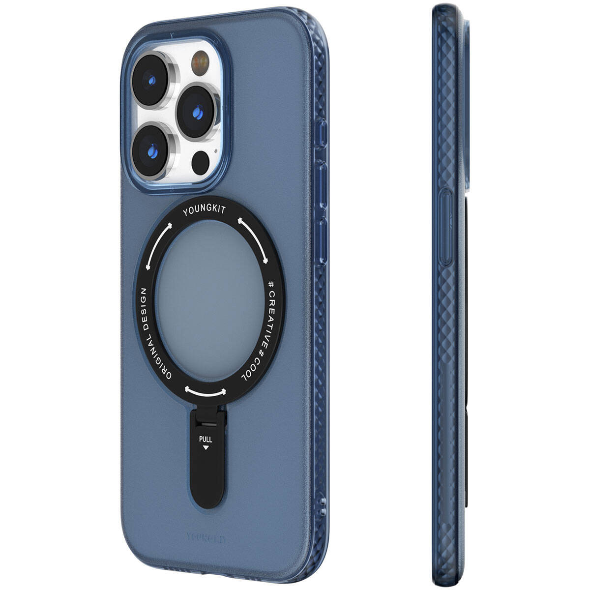 Apple iPhone 15 Pro Max Kılıf Magsafe Şarj Özellikli Youngkit Rock Serisi Kapak Mavi