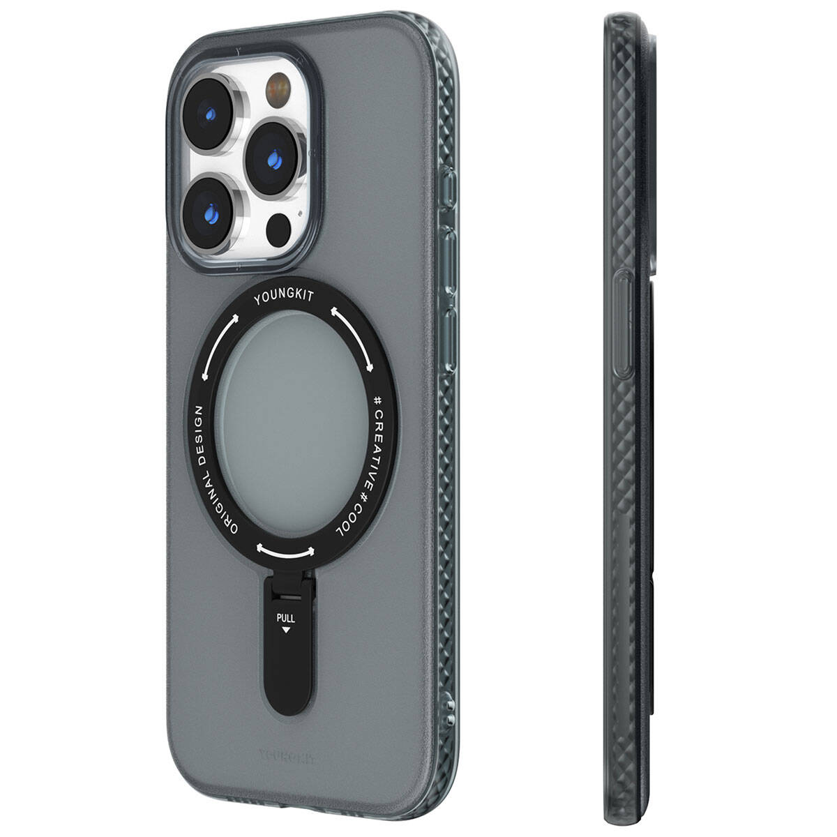 Apple iPhone 15 Pro Max Kılıf Magsafe Şarj Özellikli Youngkit Rock Serisi Kapak Siyah