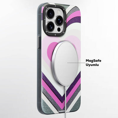 Apple iPhone 15 Pro  Max Kılıf Magsafe Şarj Özellikli Youngkit Star Dazzle Serisi Kapak Gri