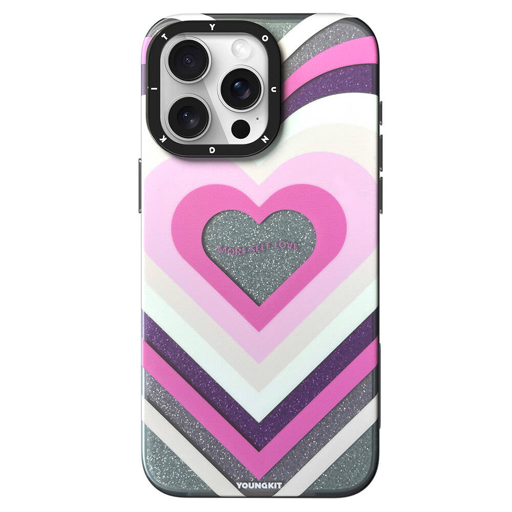 Apple iPhone 15 Pro  Max Kılıf Magsafe Şarj Özellikli Youngkit Star Dazzle Serisi Kapak Pembe