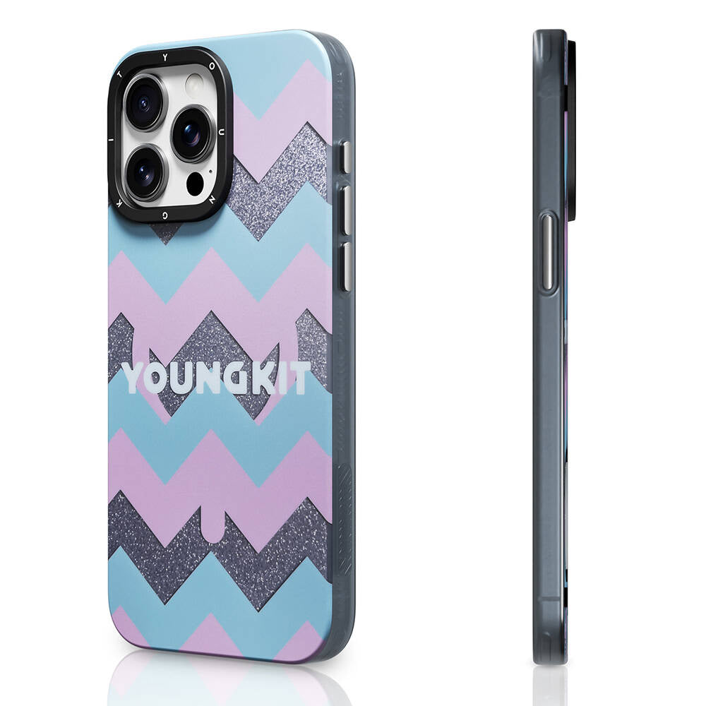Apple iPhone 15 Pro  Max Kılıf Magsafe Şarj Özellikli Youngkit Star Dazzle Serisi Kapak Turkuaz