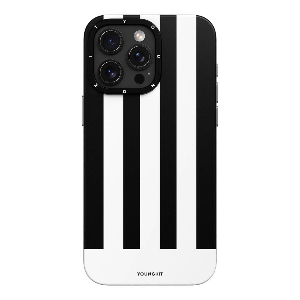 Apple iPhone 15 Pro Max Kılıf Magsafe Şarj Özellikli Youngkit Striped Piano Keys Serisi Kapak Mavi