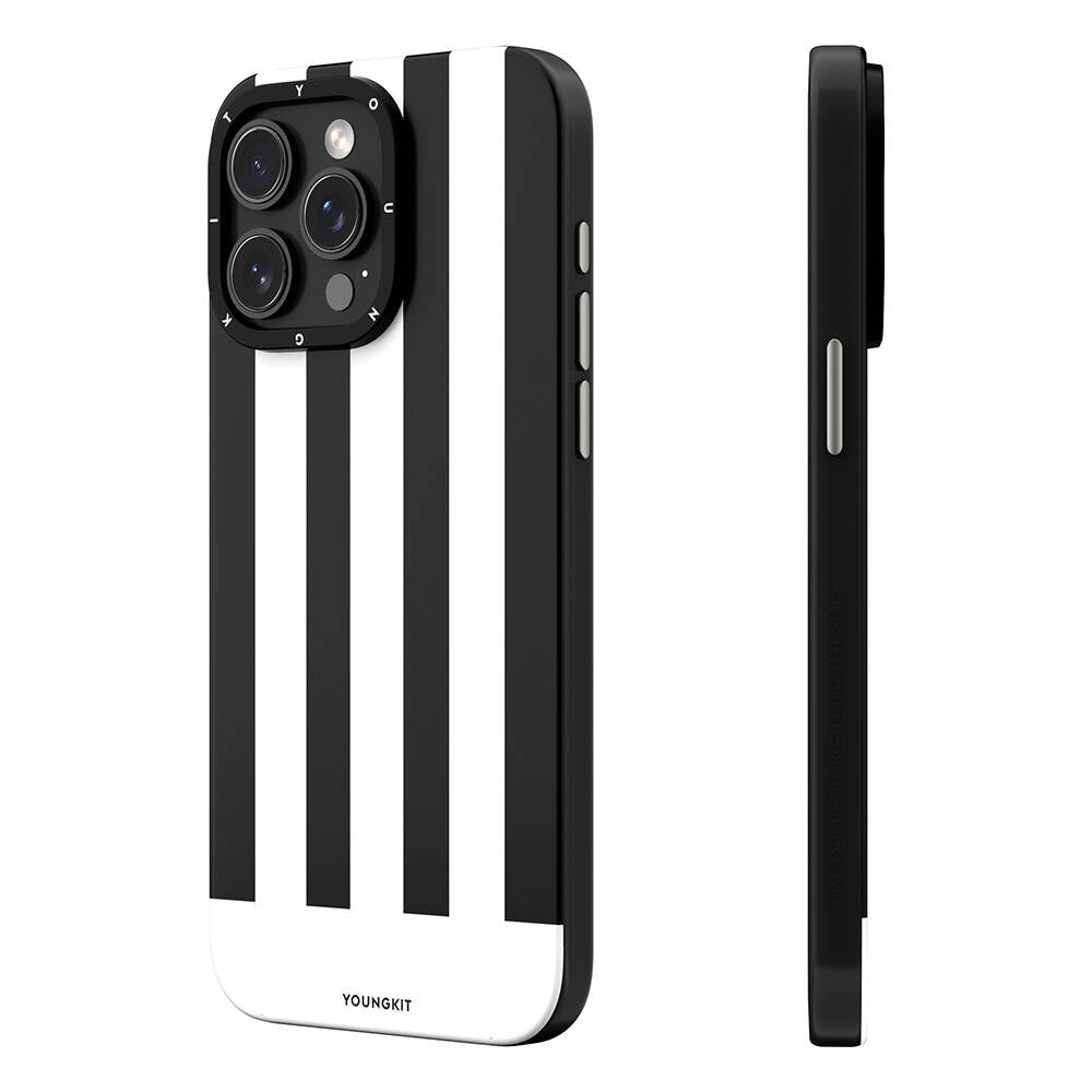 Apple iPhone 15 Pro Max Kılıf Magsafe Şarj Özellikli Youngkit Striped Piano Keys Serisi Kapak Mavi