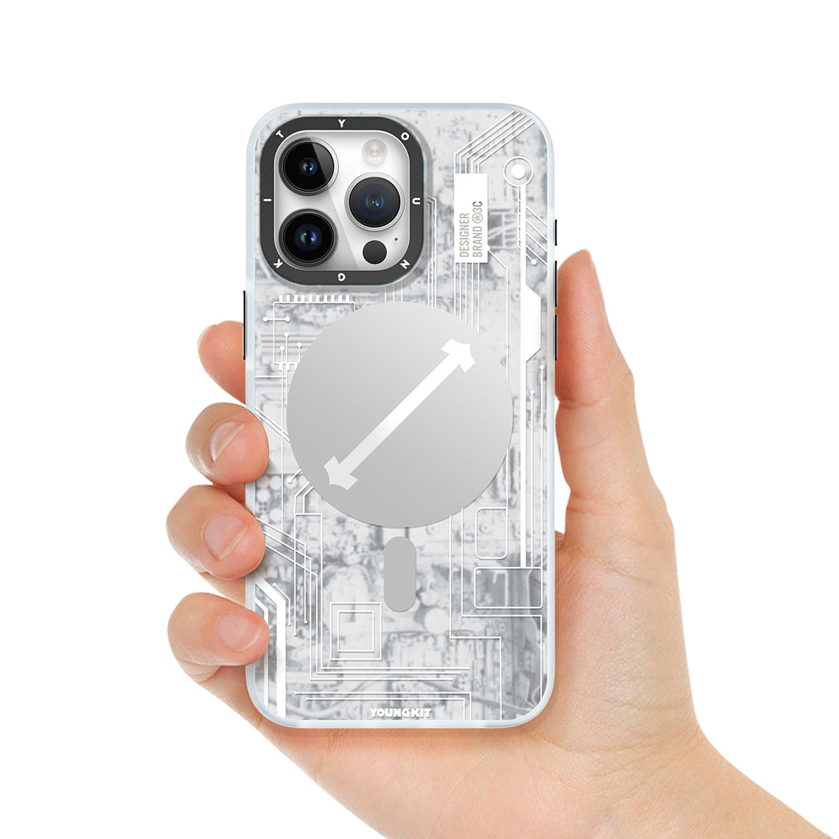 Apple iPhone 15 Pro Max Kılıf Magsafe Şarj Özellikli YoungKit Technology Serisi Kapak Mavi