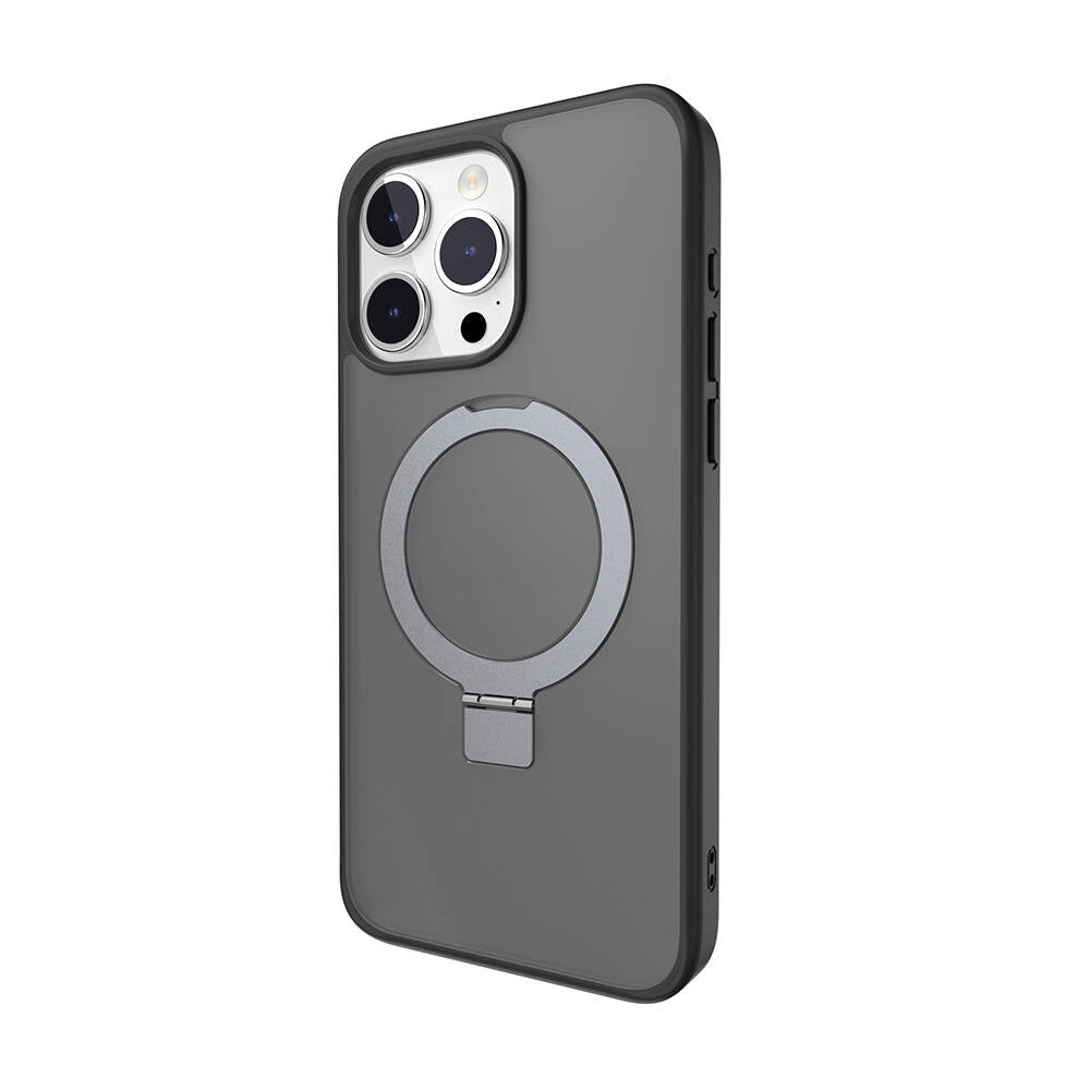 Apple iPhone 15 Pro Max Kılıf Magsafe Şarj Özellikli Yüzük Standlı Lisanslı Switcheasy Magstand-M Kapak Siyah
