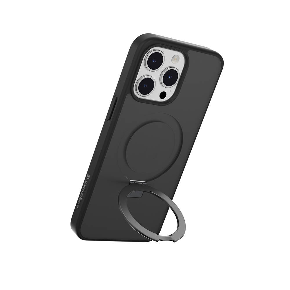 Apple iPhone 15 Pro Max Kılıf Magsafe Şarj Özellikli Yüzük Standlı Lisanslı Switcheasy Magstand-M Kapak Renksiz