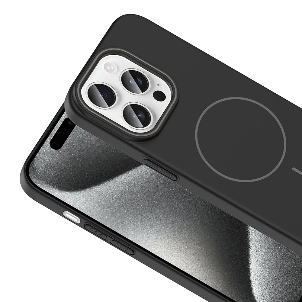 Apple iPhone 15 Pro Max Kılıf M-safe Şarj Özellikli Zore Ruby Sert Kapak Lacivert