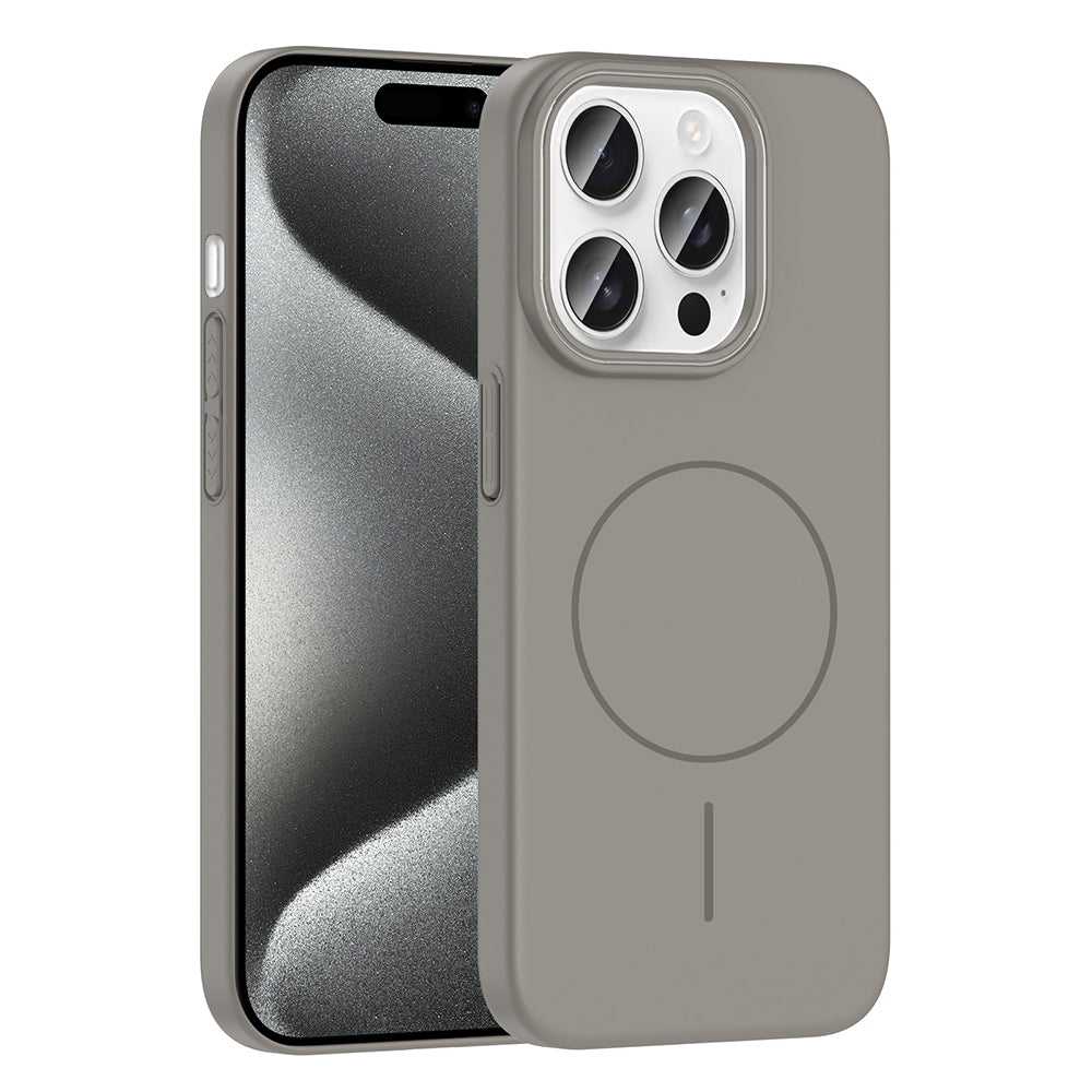 Apple iPhone 15 Pro Max Kılıf M-safe Şarj Özellikli Zore Ruby Sert Kapak Gri