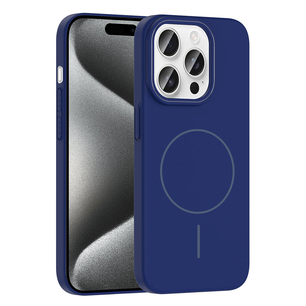 Apple iPhone 15 Pro Max Kılıf M-safe Şarj Özellikli Zore Ruby Sert Kapak Lacivert