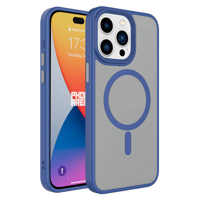 Apple iPhone 15 Pro Max Kılıf Mat Arka Yüzey Wireless Şarj Özellikli Zore Flet Magsafe Kapak Beyaz