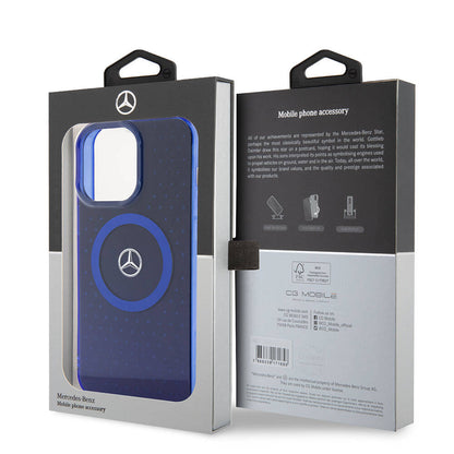 iPhone 15 Pro Max Kılıf Mercedes Benz Orjinal Lisanslı M-safe Şarj Özellikli Çift Katmanlı Mavi Yıldız Desenli Kılıf
