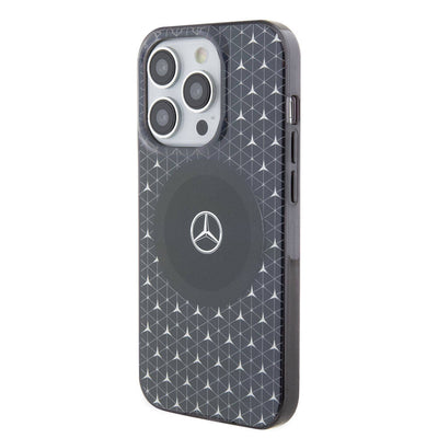 Apple iPhone 15 Pro Max Kılıf Mercedes Benz Orjinal Lisanslı Magsafe Şarj Özellikli Çift Katmanlı Mini Yıldız Desenli Kapak Mavi