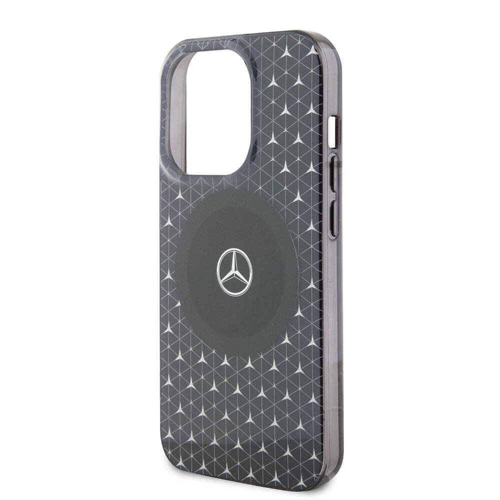 Apple iPhone 15 Pro Max Kılıf Mercedes Benz Orjinal Lisanslı Magsafe Şarj Özellikli Çift Katmanlı Mini Yıldız Desenli Kapak Mavi