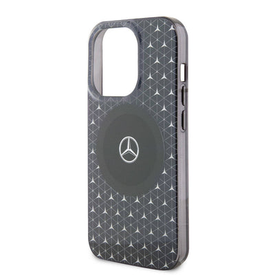 Apple iPhone 15 Pro Max Kılıf Mercedes Benz Orjinal Lisanslı Magsafe Şarj Özellikli Çift Katmanlı Mini Yıldız Desenli Kapak Mavi