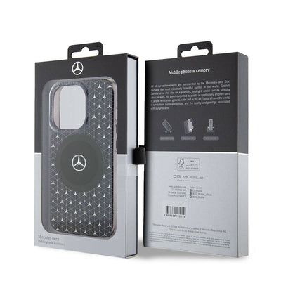 Apple iPhone 15 Pro Max Kılıf Mercedes Benz Orjinal Lisanslı Magsafe Şarj Özellikli Çift Katmanlı Mini Yıldız Desenli Kapak Mavi