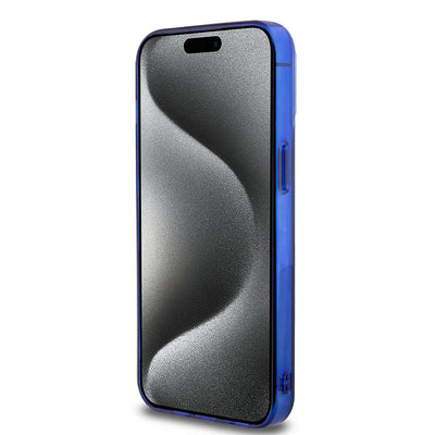 Apple iPhone 15 Pro Max Kılıf Mercedes Benz Orjinal Lisanslı Magsafe Şarj Özellikli Çift Katmanlı Mini Yıldız Desenli Kapak Mavi