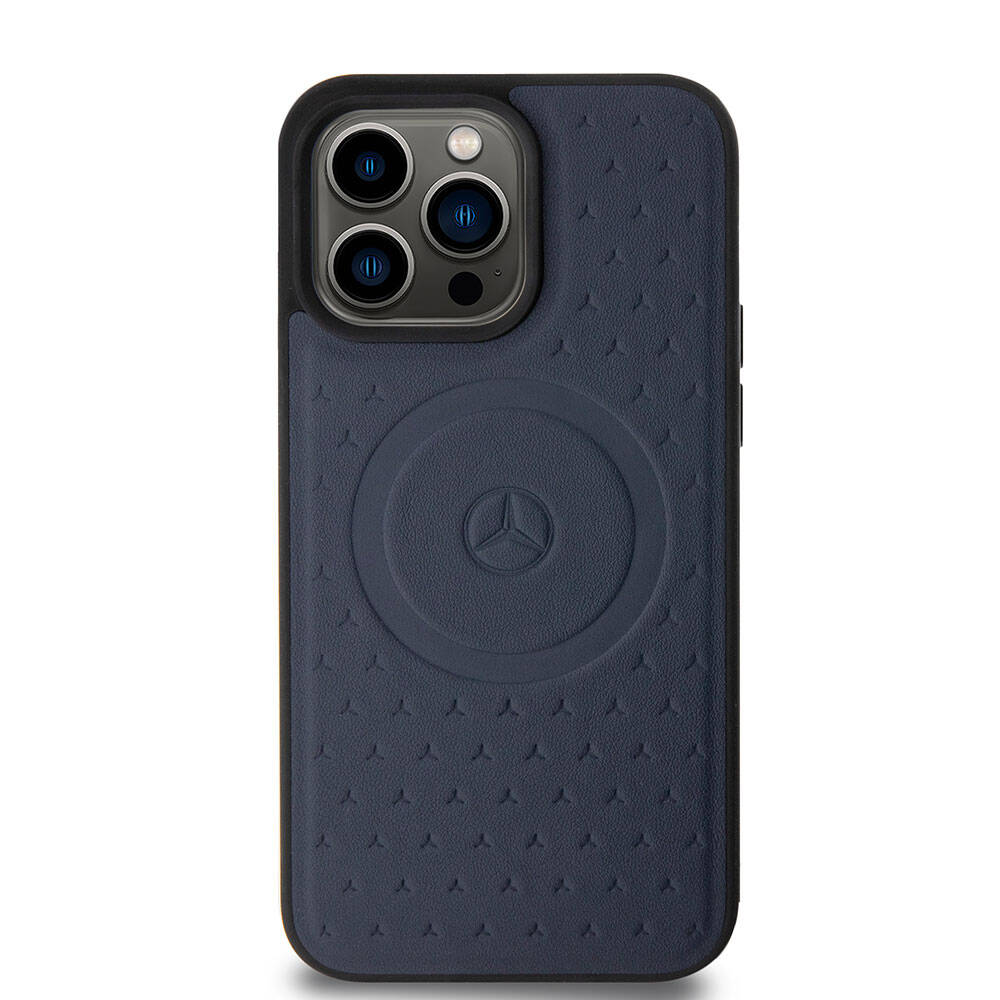 iPhone 15 Pro Max Kılıf Mercedes Benz Orjinal Lisanslı M-safe Şarj Özellikli Mühürlü Yıldız Desenli ve Logolu Deri Kılıf