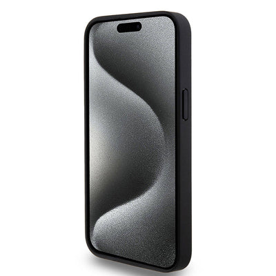Apple iPhone 15 Pro Max Kılıf Mercedes Benz Orjinal Lisanslı Magsafe Şarj Özellikli Mühürlü Yıldız Desenli ve Logolu Deri Kapak Siyah