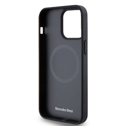 iPhone 15 Pro Max Kılıf Mercedes Benz Orjinal Lisanslı M-safe Şarj Özellikli Mühürlü Yıldız Desenli ve Logolu Deri Kılıf