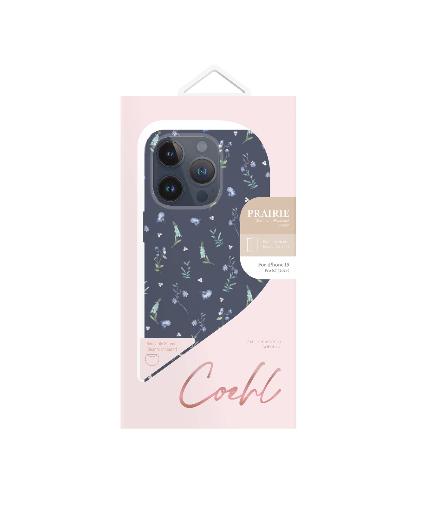 Apple iPhone 15 Pro Max Kılıf Mini Çayır Çiçekleri Desenli Coehl Prairie Kapak Lacivert