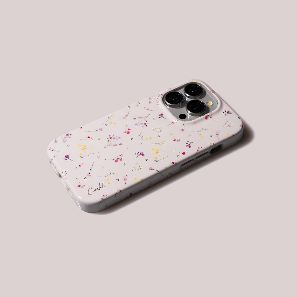 Apple iPhone 15 Pro Max Kılıf Mini Çayır Çiçekleri Desenli Coehl Prairie Kapak Lacivert
