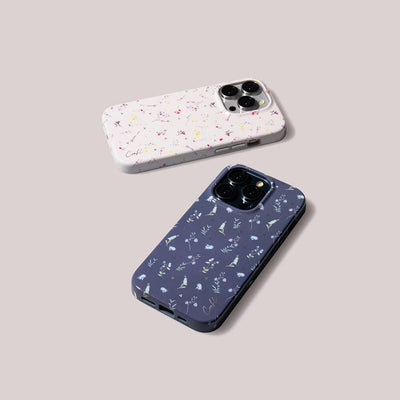 Apple iPhone 15 Pro Max Kılıf Mini Çayır Çiçekleri Desenli Coehl Prairie Kapak Lacivert