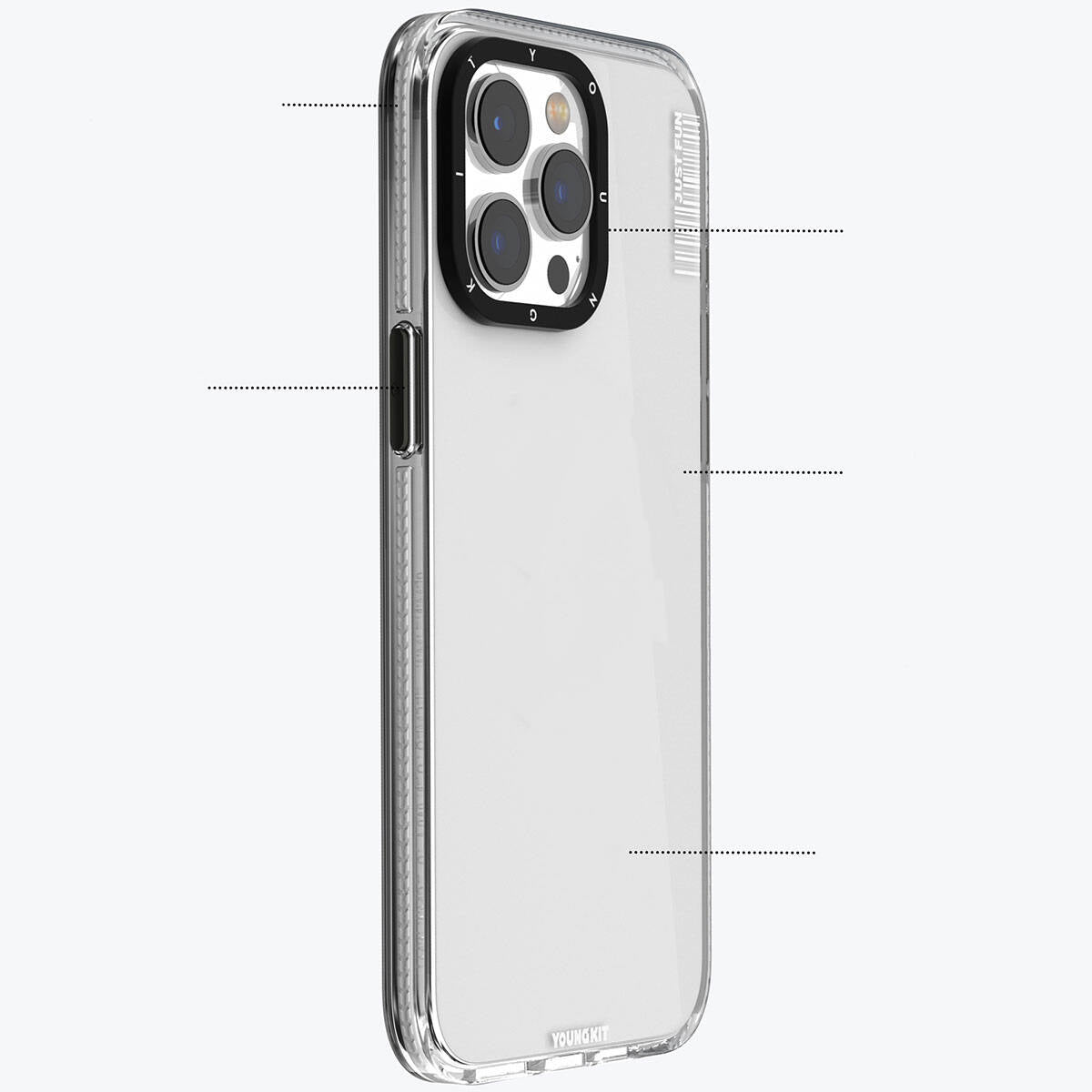 Apple iPhone 15 Pro Max Kılıf Pürüzsüz Düz Arka Yüzey YoungKit Crystal Color Serisi Kapak Renksiz