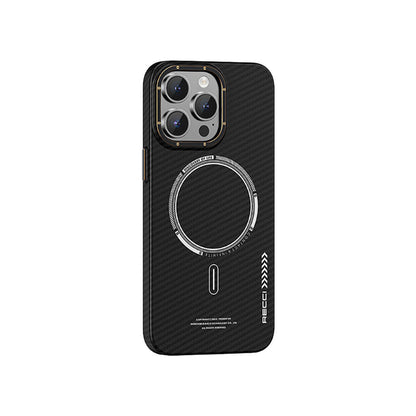 iPhone 15 Pro Max Kılıf Recci Machinist Serisi M-safe Şarj Özellikli Magnetik Karbon Kılıf