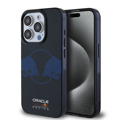 Apple iPhone 15 Pro Max Kılıf Redbull Orjinal Lisanslı M-safe Şarj Özellikli IML Çift Boğa Baskılı Sert PC  Kapak Lacivert
